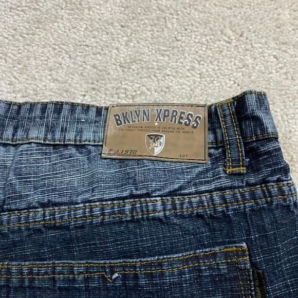 Y2K BKLYN Express Jean Shorts Mens 40* Jorts Denim Grunge Skater Baggy Faded - Picture 3 of 9